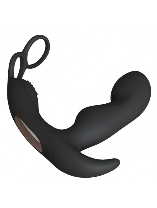 Черный вибромассажер простаты Taurus с эрекционным кольцом - Le Frivole - в Вологде купить с доставкой