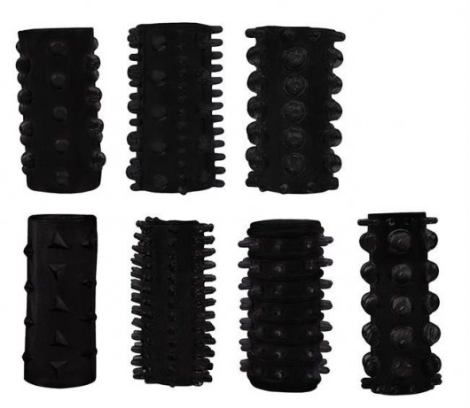 Набор из 7 черных насадок PENIS SLEEVES SET - Dream Toys - в Вологде купить с доставкой