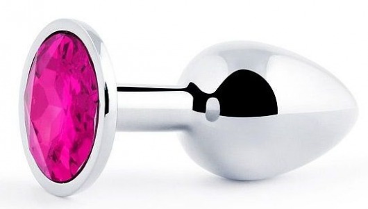 Серебристая анальная пробка с малиновым кристаллом - 7,2 см. - Anal Jewelry Plug - купить с доставкой в Вологде