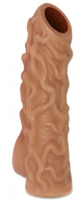 Телесная насадка с венками и открытой головкой Nude Sleeve S - 10 см. - KOKOS - в Вологде купить с доставкой