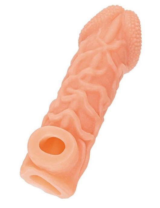 Телесная закрытая насадка с венками Cock Sleeve Size S - 13,8 см. - KOKOS - в Вологде купить с доставкой