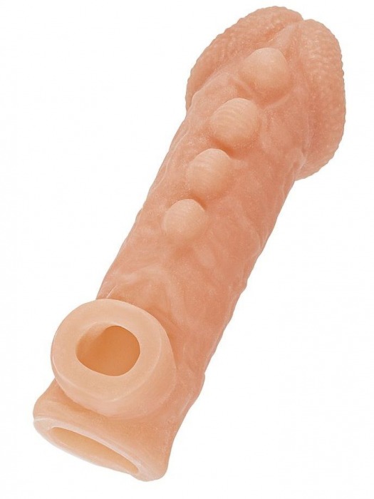 Телесная закрытая насадка с шишечками Cock Sleeve Size L - 17,6 см. - KOKOS - в Вологде купить с доставкой
