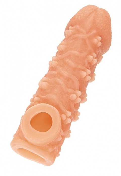 Телесная закрытая насадка с пучками шишечек Cock Sleeve Size L - 17,6 см. - KOKOS - в Вологде купить с доставкой