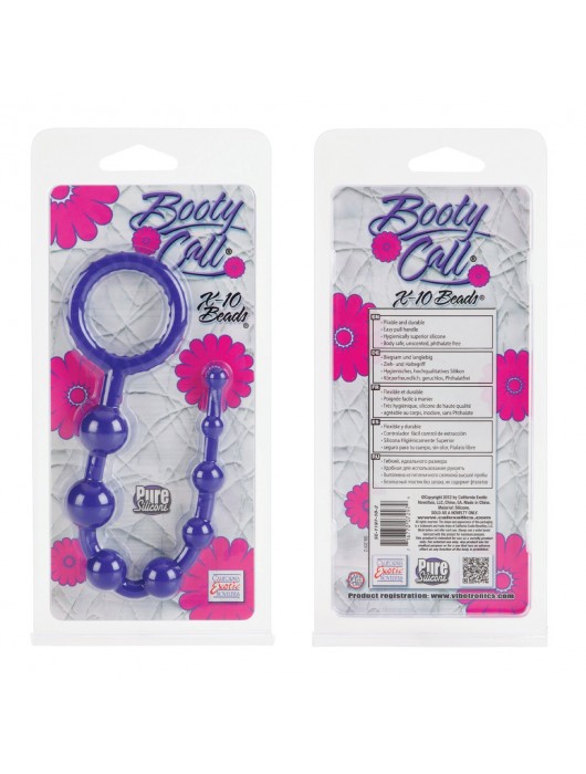 Фиолетовая силиконовая цепочка Booty Call X-10 Beads - California Exotic Novelties
