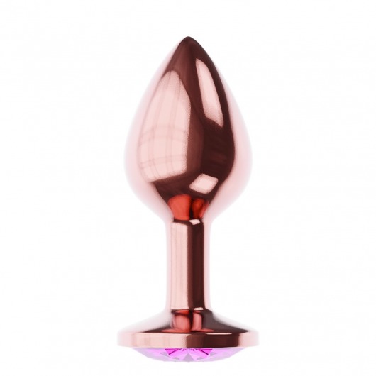 Пробка цвета розового золота с лиловым кристаллом Diamond Quartz Shine L - 8,3 см. - Lola Games - купить с доставкой в Вологде