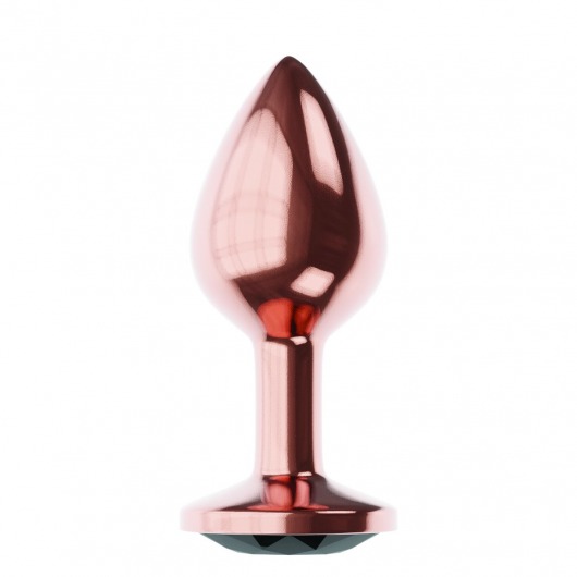 Пробка цвета розового золота с черным кристаллом Diamond Jet Shine L - 8,3 см. - Lola Games - купить с доставкой в Вологде
