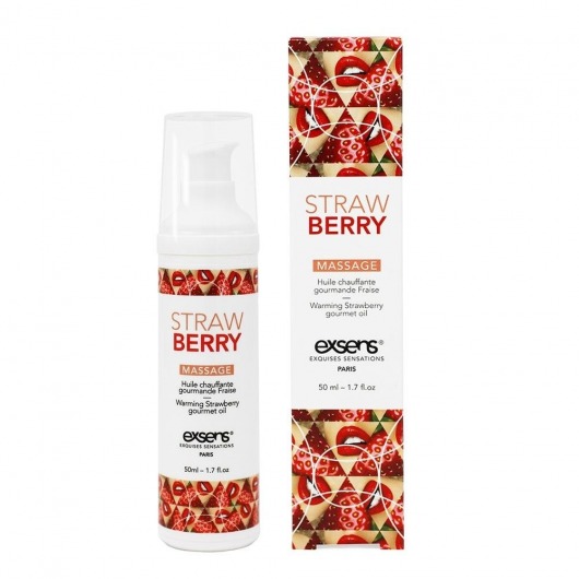 Разогревающее массажное масло  с ароматом клубники Gourmet Strawberry - 50 мл. - Exsens - купить с доставкой в Вологде