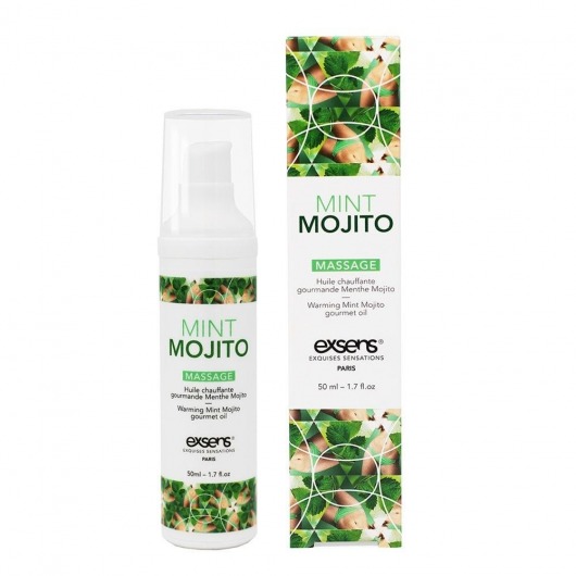 Разогревающее массажное масло с ароматом мохито Gourmet Mint Mojito - 50 мл. - Exsens - купить с доставкой в Вологде