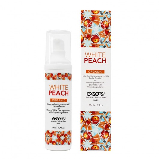 Разогревающее массажное масло Gourmet White Peach Organic с органическими ингредиентами - 50 мл. - Exsens - купить с доставкой в Вологде