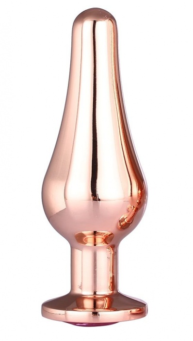 Золотистая анальная пробка с кристаллом Rose Gold Pleasure Plug S - 9 см. - Dream Toys