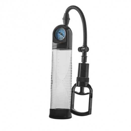 Прозрачная вакуумная помпа с манометром Deluxe Penis Pump - Dream Toys - в Вологде купить с доставкой