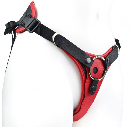 Красно-черный женский пояс с 2 способами крепления насадок - LOVETOY (А-Полимер) - купить с доставкой в Вологде