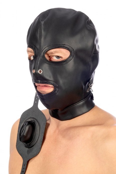 Маска-шлем с прорезями для глаз и регулируемым кляпом - Fetish Tentation - купить с доставкой в Вологде