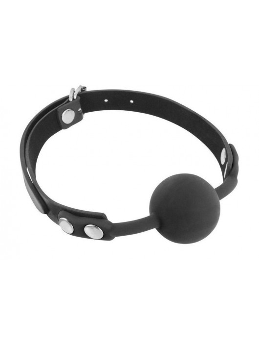 Черный силиконовый кляп-шарик на ремешках - Fetish Tentation - купить с доставкой в Вологде