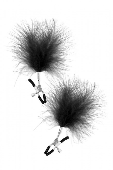 Зажимы на соски с черными пуховыми кисточками Sweet Caress Feather Nipple Clumps - Sweet Caress - купить с доставкой в Вологде