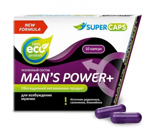 Возбуждающее средство для мужчин Mans Power plus - 10 капсул (0,35 гр.) +1 в подарок - SuperCaps - купить с доставкой в Вологде