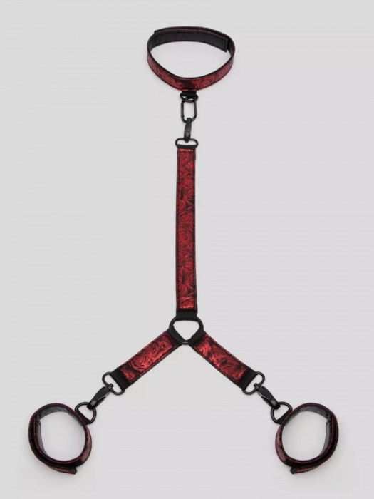 Ошейник с наручниками Reversible Faux Leather Collar and Wrist - Fifty Shades of Grey - купить с доставкой в Вологде