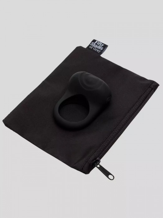Черное эрекционное виброкольцо Sensation Rechargeable Vibrating Love Ring - Fifty Shades of Grey - в Вологде купить с доставкой