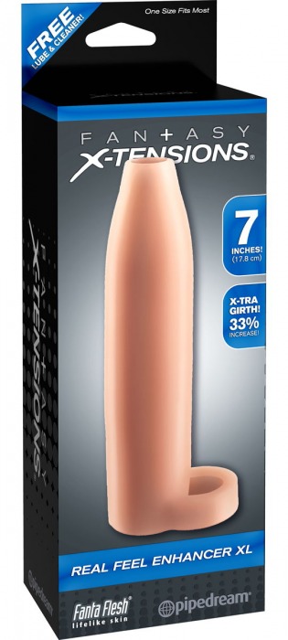 Телесная насадка Real Feel Enhancer XL - 17 см. - Pipedream - в Вологде купить с доставкой
