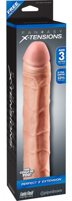 Телесная удлиняющая насадка Perfect 3 Extension - 22 см. - Pipedream - в Вологде купить с доставкой