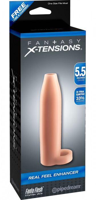 Насадка-расширитель с кольцом для подхвата мошонки Real Feel Enhancer - 14 см. - Pipedream - в Вологде купить с доставкой