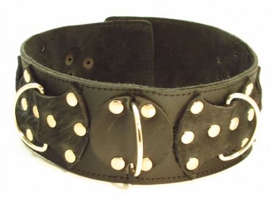 Комплект кожаных БДСМ-аксессуаров с клёпками - БДСМ Арсенал - купить с доставкой в Вологде