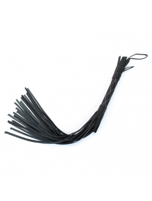 Аккуратная чёрная плетка  из натуральной кожи - БДСМ Арсенал - купить с доставкой в Вологде