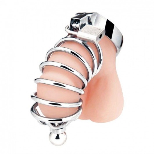 Серебристая клетка для члена Urethral Play Cage - BlueLine - купить с доставкой в Вологде