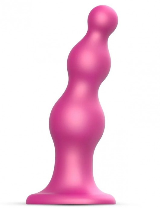 Розовая насадка Strap-On-Me Dildo Plug Beads size S - Strap-on-me - купить с доставкой в Вологде