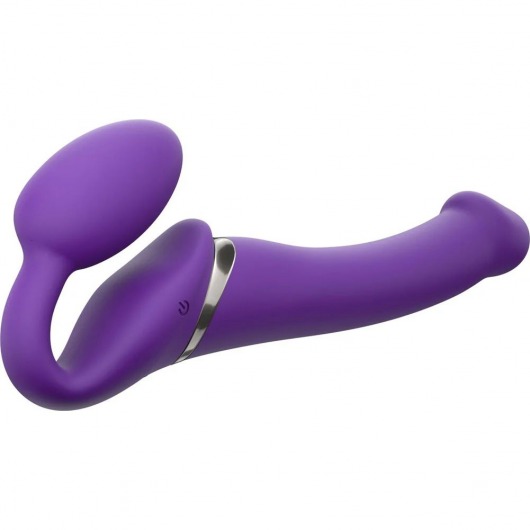 Фиолетовый безремневой вибрострапон Vibrating Bendable Strap-On - size L - Strap-on-me - купить с доставкой в Вологде