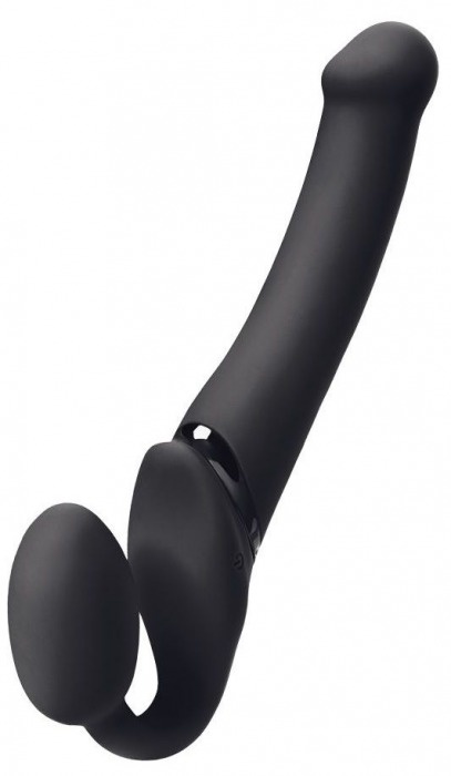 Черный безремневой вибрострапон Silicone Bendable Strap-On - size XL - Strap-on-me - купить с доставкой в Вологде