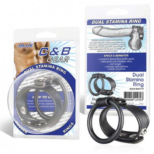 Двойное кольцо выносливости на пенис DUAL STAMINA RING - BlueLine - в Вологде купить с доставкой