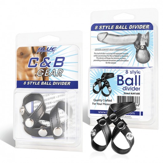 Разделитель мошонки из искусственной кожи на клепках 8 STYLE BALL DIVIDER - BlueLine - купить с доставкой в Вологде
