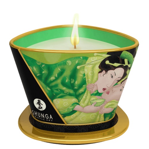 Массажная свеча Exotic Green Tea с ароматом зелёного чая - 170 мл. - Shunga - купить с доставкой в Вологде