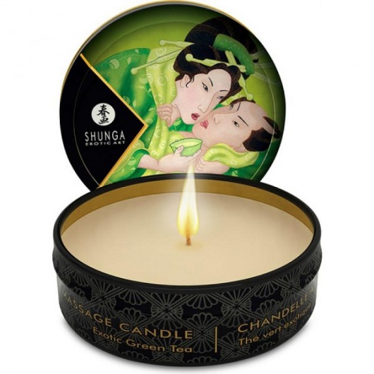 Массажная свеча Exotic Green Tea с ароматом зелёного чая - 30 мл. - Shunga - купить с доставкой в Вологде