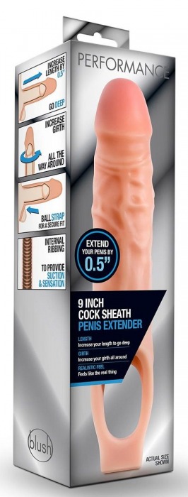 Телесная насадка на пенис 9 Inch Cock Sheath Extender - 22,2 см. - Blush Novelties - в Вологде купить с доставкой
