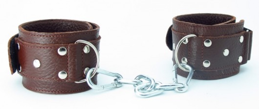 Коричневые кожаные оковы с клепками - БДСМ Арсенал - купить с доставкой в Вологде