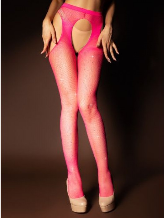 Розовые колготки с вырезами и искрящимися стразами - Le Frivole купить с доставкой