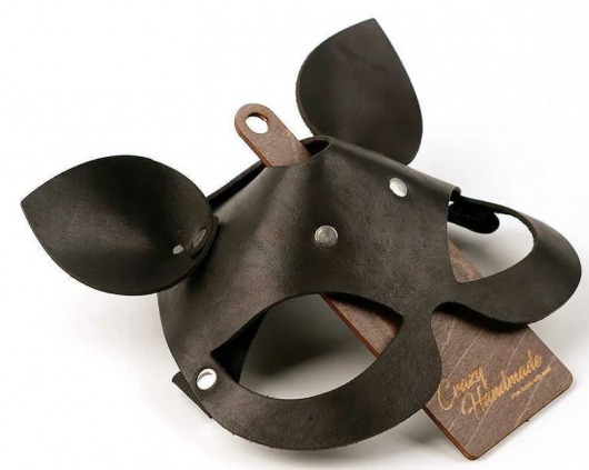 Черная кожаная маска  Кошка  с маленькими ушками - Crazy Handmade - купить с доставкой в Вологде