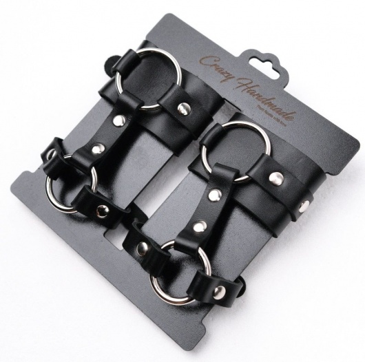 Черные наручники с креплением на кисть руки - Crazy Handmade - купить с доставкой в Вологде
