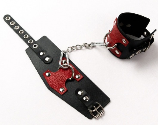 Черные кожаные оковы с красными вставками - Crazy Handmade - купить с доставкой в Вологде
