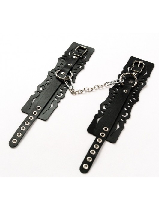 Узорчатые кожаные оковы с регулируемыми ремешками - Crazy Handmade - купить с доставкой в Вологде