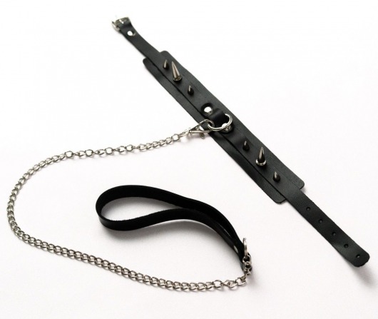 Черный ошейник с шипами и поводком - Crazy Handmade - купить с доставкой в Вологде