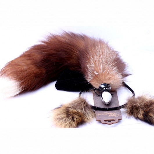 Игровой комплект: серебристая анальная пробка с пушистым хвостом и ободок-ушки - Crazy Handmade - купить с доставкой в Вологде