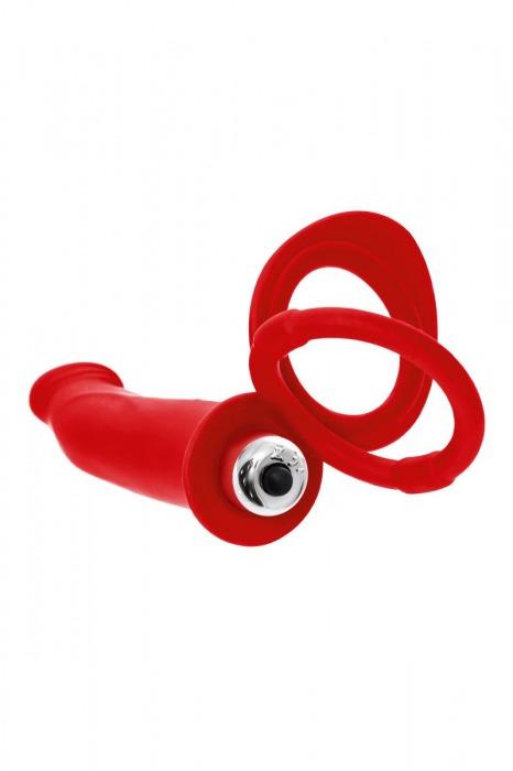 Красная насадка на пенис для двойного проникновения - 19 см. - ToyFa - купить с доставкой в Вологде