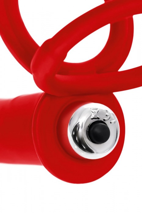 Красная насадка на пенис для двойного проникновения - 19 см. - ToyFa - купить с доставкой в Вологде