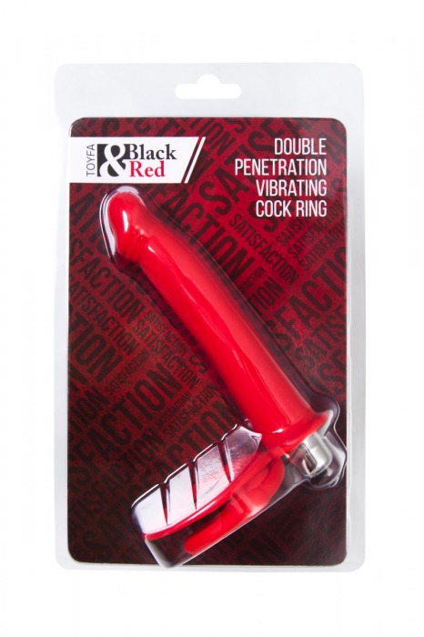 Красная насадка на пенис для двойного проникновения - 19 см. - ToyFa - купить с доставкой в Вологде