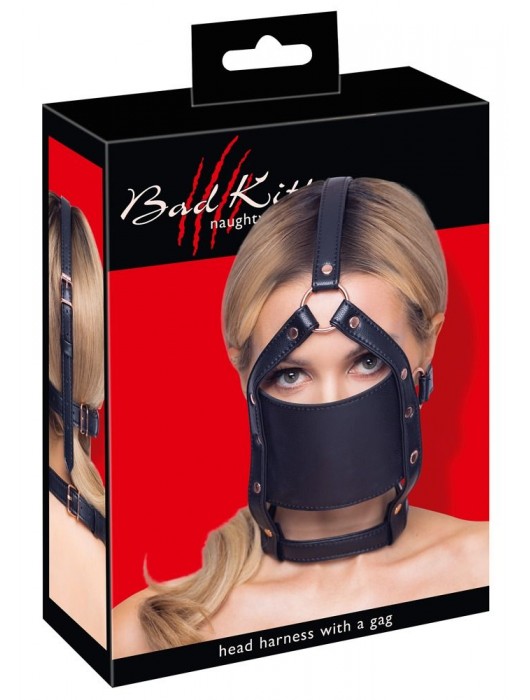 Черный намордник с кляпом-шаром Head Harness With A Gag - Orion - купить с доставкой в Вологде