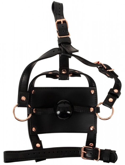 Черный намордник с кляпом-шаром Head Harness With A Gag - Orion - купить с доставкой в Вологде