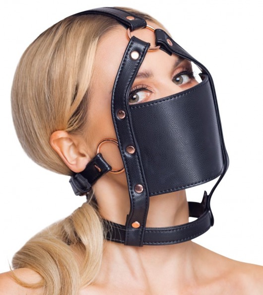 Черный намордник с кляпом-шаром Head Harness With A Gag - Orion - купить с доставкой в Вологде
